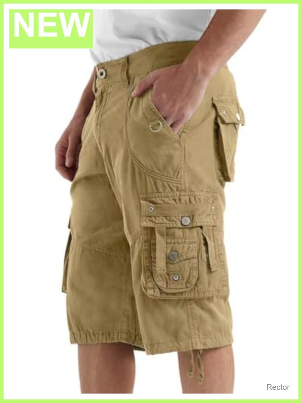 Men's 3/4 Cargo Shorts with 8 Pockets Casual Capri Pants Cotton